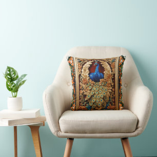 Coussin l'art paon à la royale