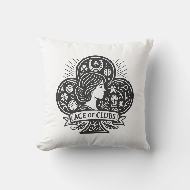 Coussin L'As des Clubs — Lady Luck Cameo (Recto)