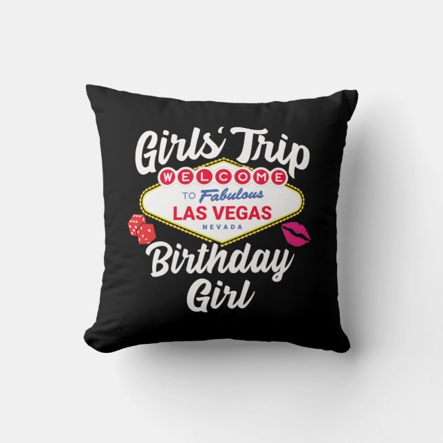 Coussin Las Vegas Anniversaire - Vegas Girls Voyage pour A (Recto)