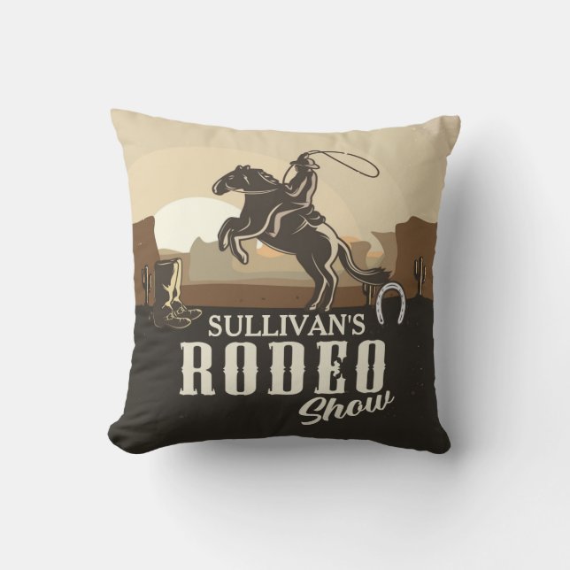Coussin Lasso Roping Roundup ADD NAME Western Rodeo Show (Recto)