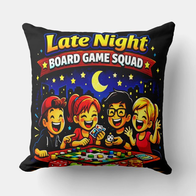 Coussin Late night board game squad  (Recto)