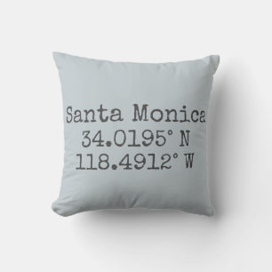 Coussin Latitude et Longitude de Santa Monica