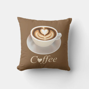 Coussin Latte avec coeur pour les amateurs de café