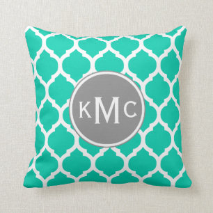 Coussin Lattice marocain turquoise gris