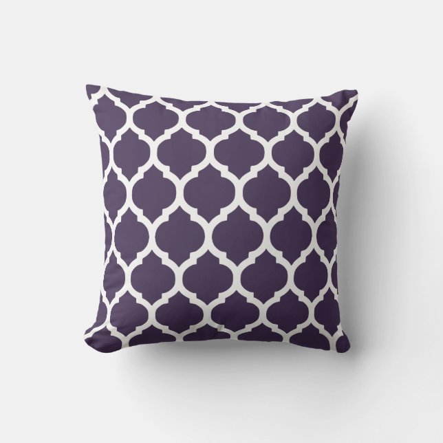 Coussin Lattice marocain violet et blanc (Recto)