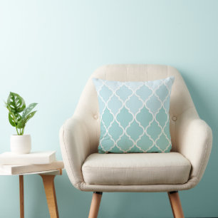 Coussin Latticework Bleu, Ombre, Quatrefoil, Trellis