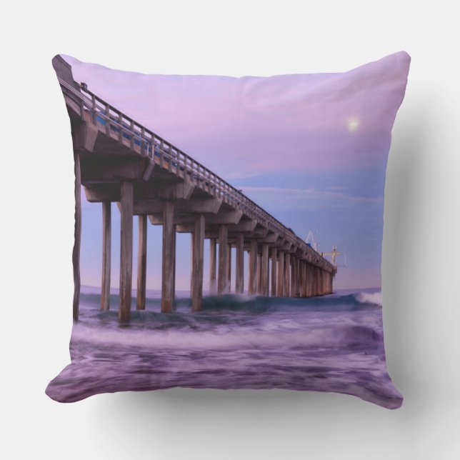 Coussin L'aube violette au-dessus de la jetée, Californie (Recto)