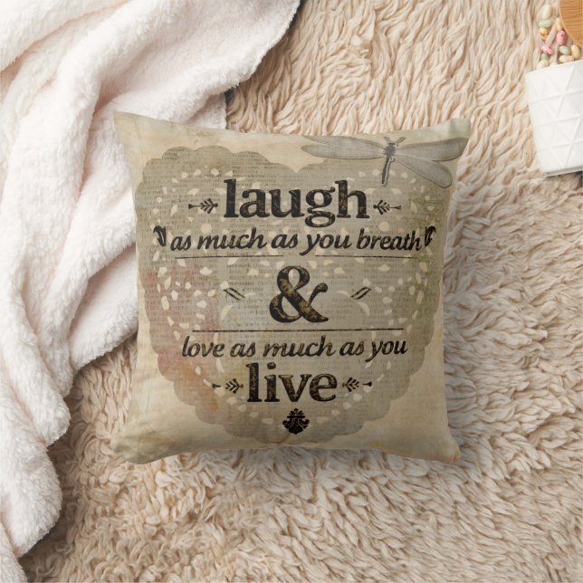 Coussin Laugh Breathe Love Live Home Decor (Couverture)