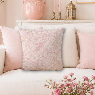 Coussin Laura 🌸 Rose Pâle Floral Baroque