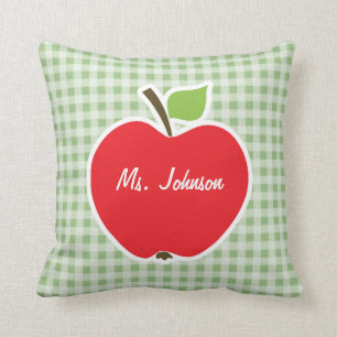Coussin Laurel Green En vichy; Apple
