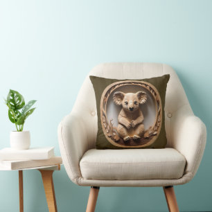 Coussin L'Australien Koala Bear Wood Carving,