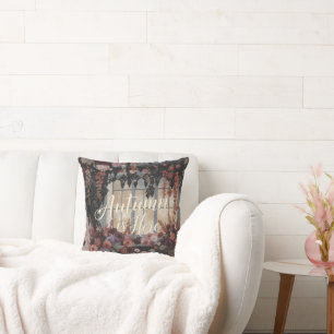 Coussin L'automne est là, typographie florale de fenêtre