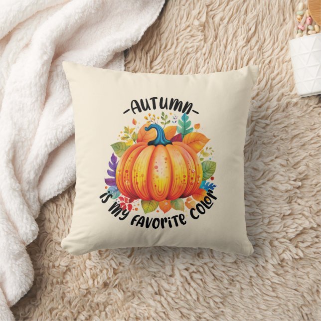Coussin L'automne est ma couleur préférée - Citrouille et  (Couverture)