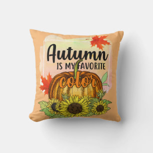 Coussin L'automne est ma couleur préférée - Citrouille Feu