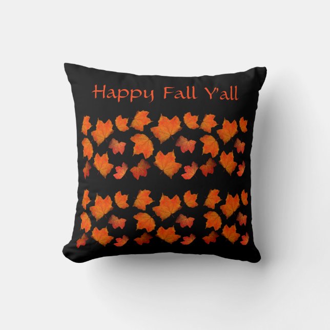 Coussin L'automne heureux Y'all Orange Black Autumn laisse (Recto)