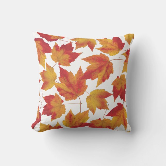 Coussin L'automne laisse rouge et or (Recto)