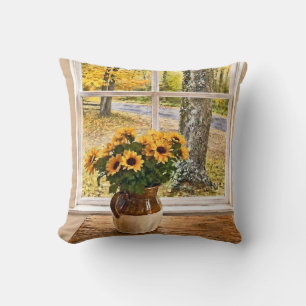 Coussin L'automne vu à travers une fenêtre