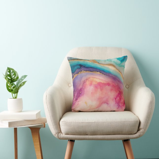 Coussin Lavage à l'aquarelle pastel chic moderne éclabouss (Chaise)