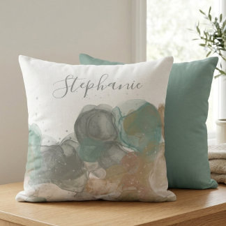 Coussin Lavage à l'encre abstraite avec un élégant script