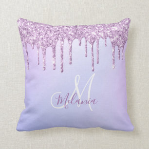 Coussin Lavande à goutte pourpre métallique personnalis
