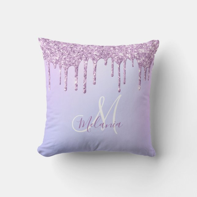Coussin Lavande à goutte violette métallique personnalisée (Recto)