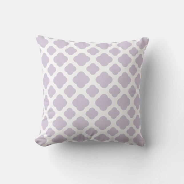 Coussin Lavande de langue et Motif Quatrefoil blanc (Recto)