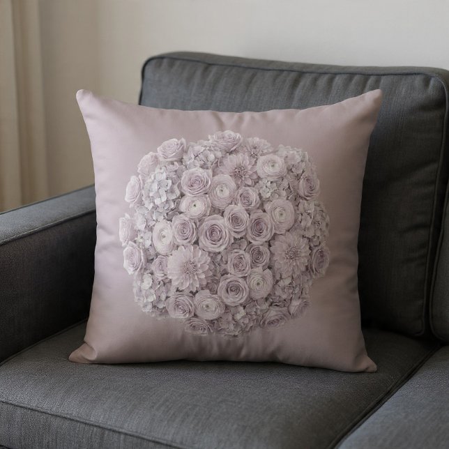 Coussin Lavande Douce et Floral Gris Pâle (Créateur téléchargé)