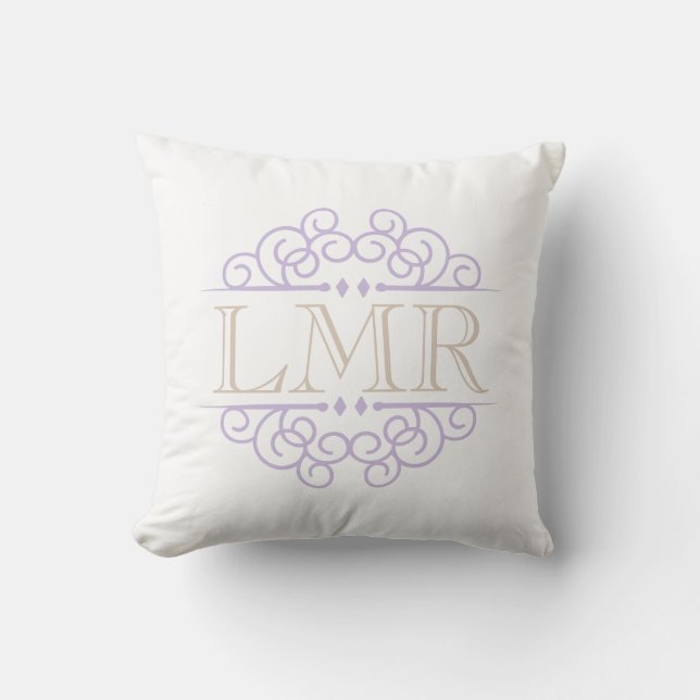 Coussin Lavande et cadre Vintage beige Monogramme (Recto)