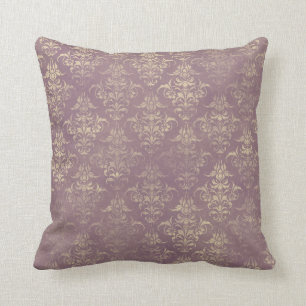 Coussin Lavande et Damas d'or