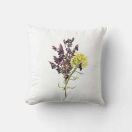 Coussin Lavande et Fleur sauvage jaune Conception botaniqu