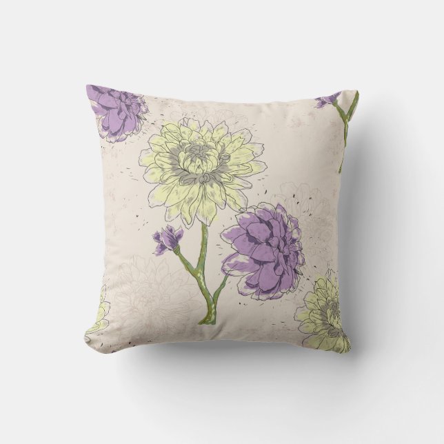 Coussin Lavande et fleurs blanches Lancer l'oreiller (Recto)