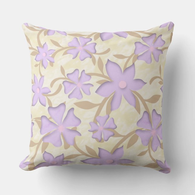 Coussin Lavande et Motif de fleurs d'or (Recto)