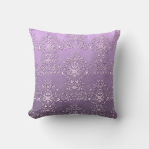 Coussin Lavande et Violet Fantaisie Damassé à Deux Tons