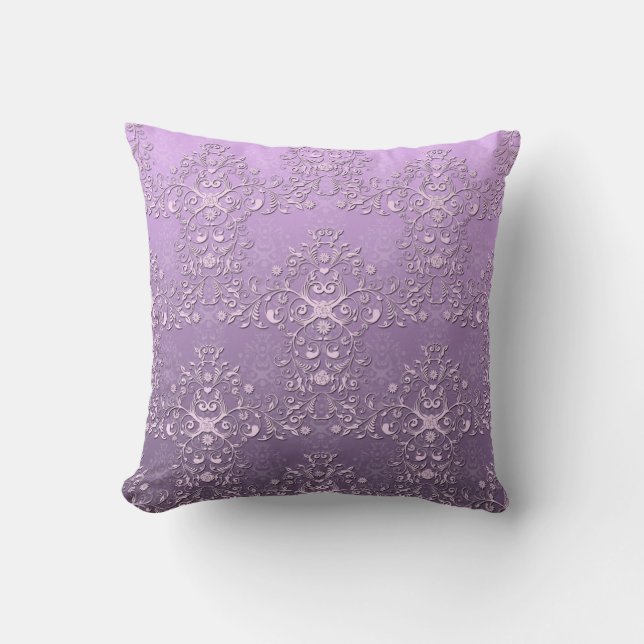 Coussin Lavande et Violet Fantaisie Damassé à Deux Tons (Recto)