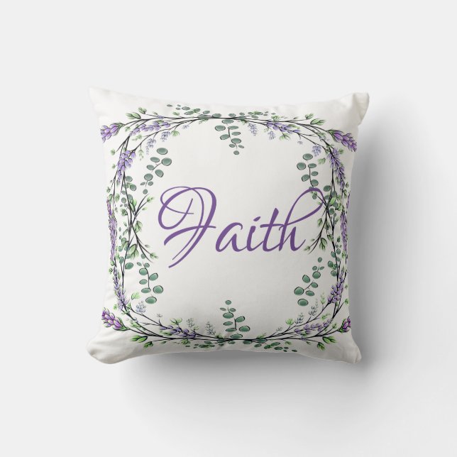 Coussin Lavande Eucalyptus aquarelle boho  (Recto)