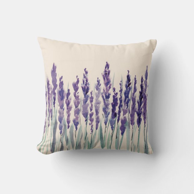 Coussin Lavande Française : Illustration aquarelle (Recto)