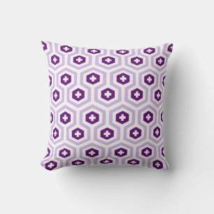 Coussin Lavande géométrique violet Hexagon et Motif croisé