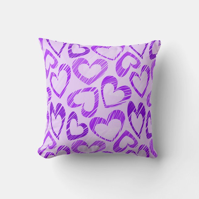 Coussin Lavande Joueuse mauve croquis Motif de coeur (Recto)