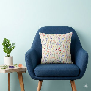 Coussin Lavande Pastel Rose Bleu Saumon Fleur Sauvage