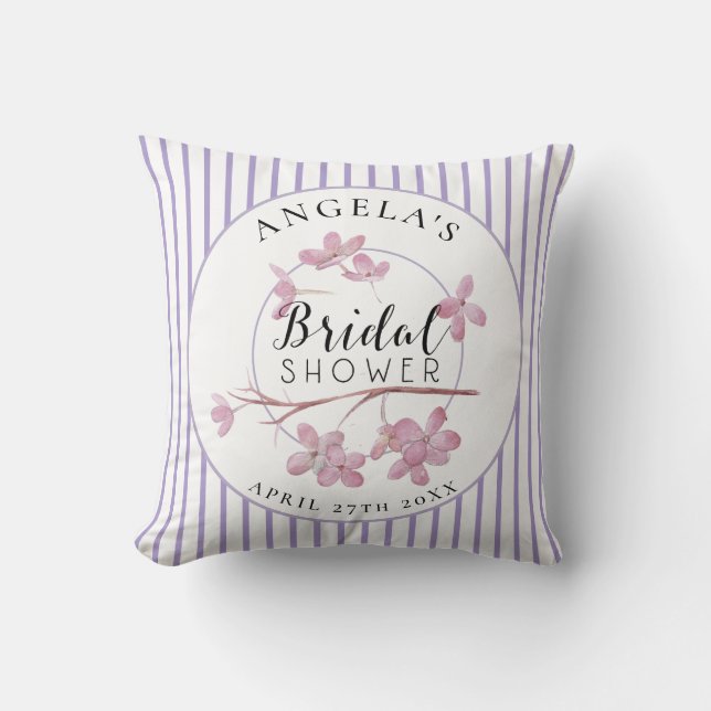 Coussin Lavande Rose Lilas Rayures Bridal Shower  (Recto)