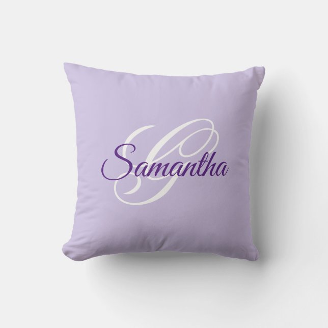 Coussin Lavande Royal Pourpre et Blanc Monogramme Fantaisi (Recto)