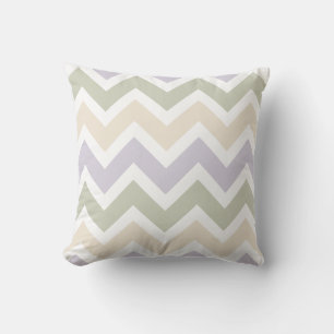 Coussin Lavande, vert pâle, Motif ivoire Chevron