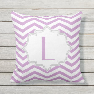 Coussin Lavande violet, chevron blanc motif zigzag