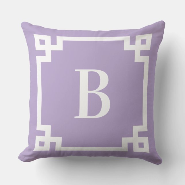 Coussin Lavande violet clé grecque Monogramme frontière (Recto)