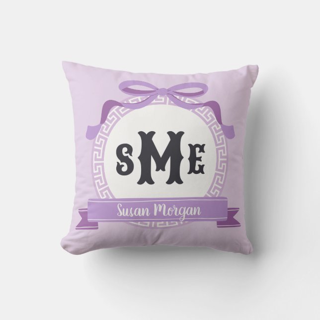 Coussin Lavande violette inverse Clé grecque inférieure Mo (Recto)