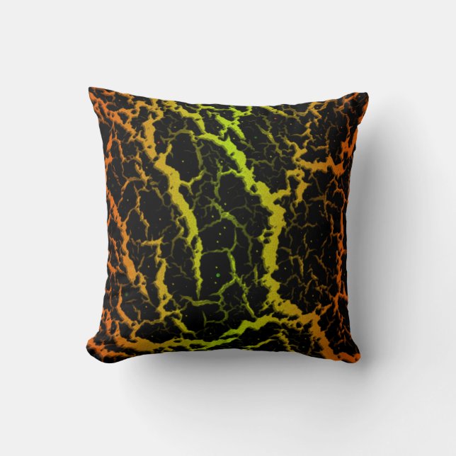 Coussin Lave de l'espace fissuré - Orange/Lime (Recto)