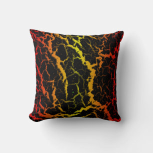 Coussin Lave de l'espace fissuré - Rouge/Jaune