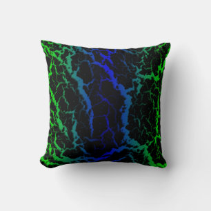 Coussin Lave de l'espace fissuré - Vert/Bleu