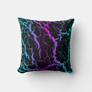 Coussin Lave spatiale fissurée - Cyan/Rose