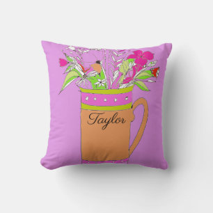 Coussin Lavendar Fleurs Colorées Dans Un Design De Mug